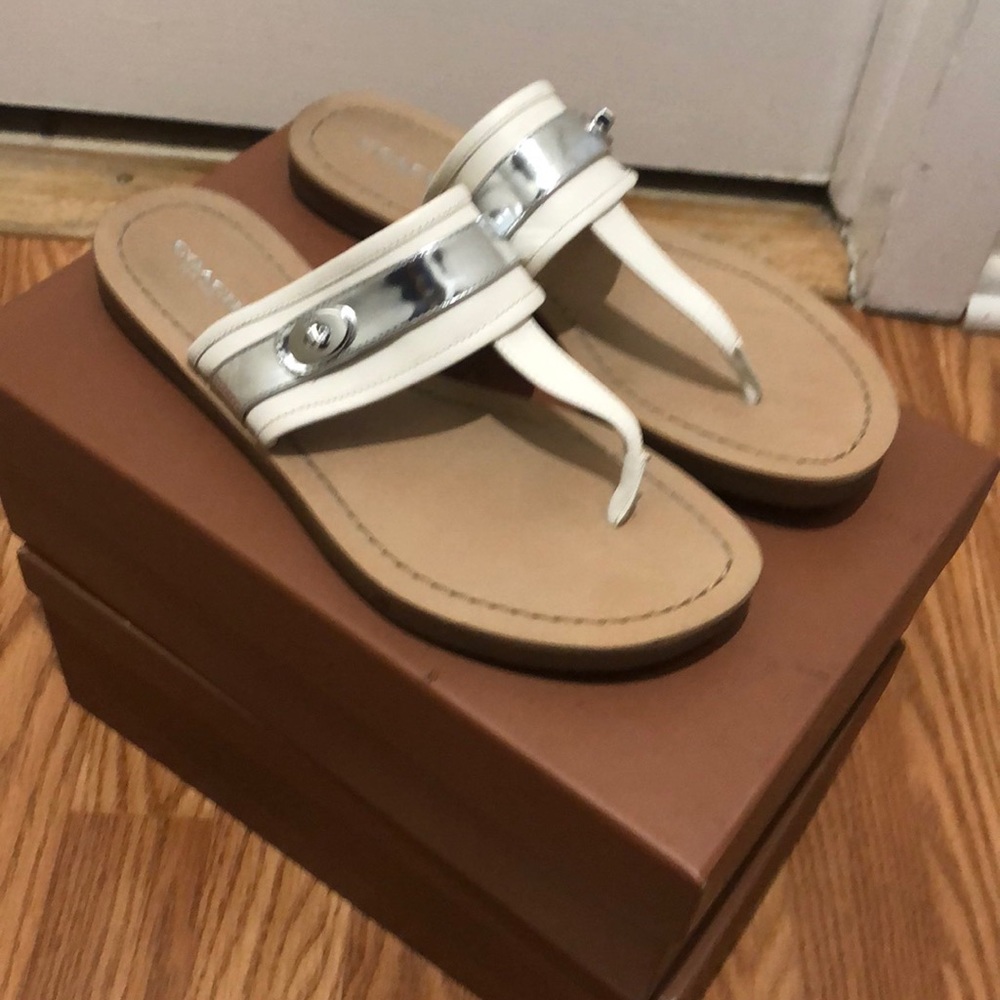 Coach White and Silver Sandals